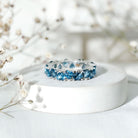 London Blue Topaz Heart Eternity Band Ring AAA - Rosec Jewels