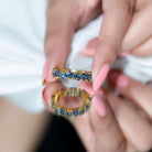 London Blue Topaz Heart Eternity Band Ring AAA - Rosec Jewels