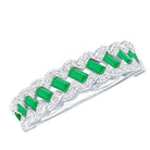 Baguette Emerald and Diamond Braided Half Eternity Band Ring AAA - Rosec Jewels