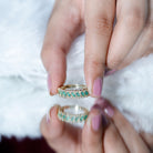 Baguette Emerald and Diamond Braided Half Eternity Band Ring AAA - Rosec Jewels