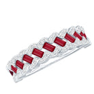 Natural Baguette Ruby Half Eternity Band with Diamond AAA - Rosec Jewels