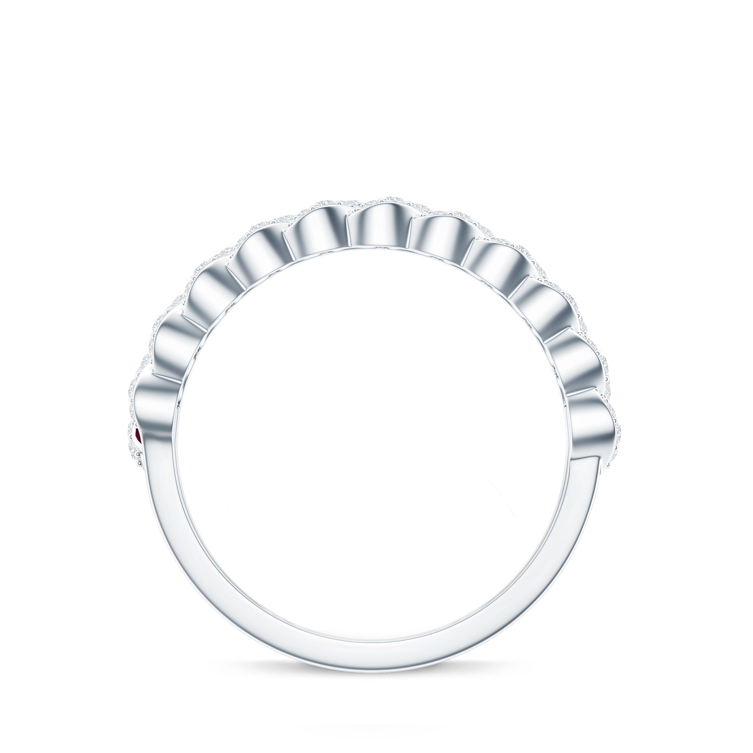 Natural Baguette Ruby Half Eternity Band with Diamond AAA - Rosec Jewels