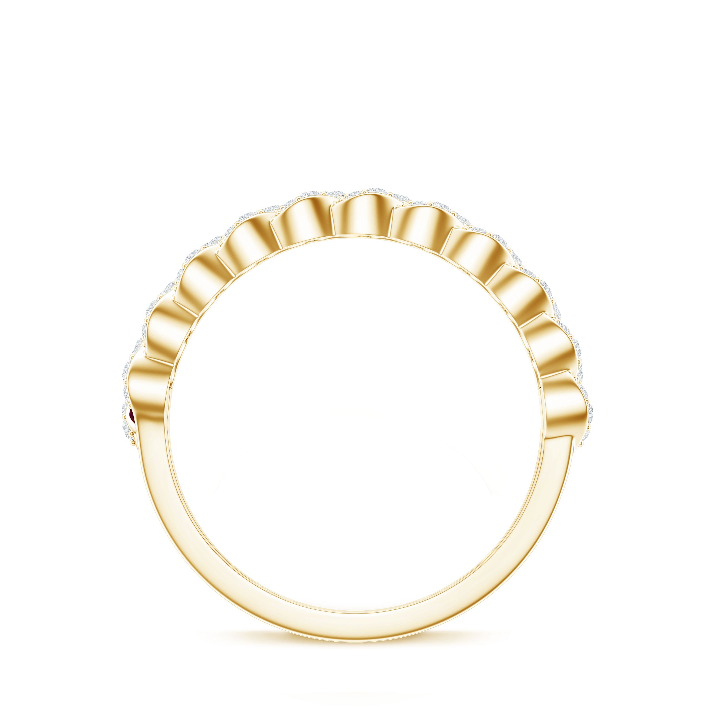 Natural Baguette Ruby Half Eternity Band with Diamond AAA - Rosec Jewels