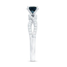 Round Blue Topaz Infinity Engagement Ring with Diamonds AAA - Rosec Jewels