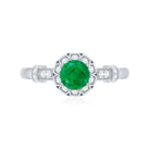 Vintage Inspired Emerald Engagement Ring with Diamond AAA - Rosec Jewels
