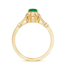Vintage Inspired Emerald Engagement Ring with Diamond AAA - Rosec Jewels
