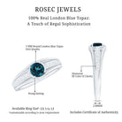 Genuine London Blue Topaz Engagement Ring with Diamond Side Stones AAA - Rosec Jewels