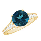 Natural London Blue Topaz and Diamond Engagement Ring AAA - Rosec Jewels