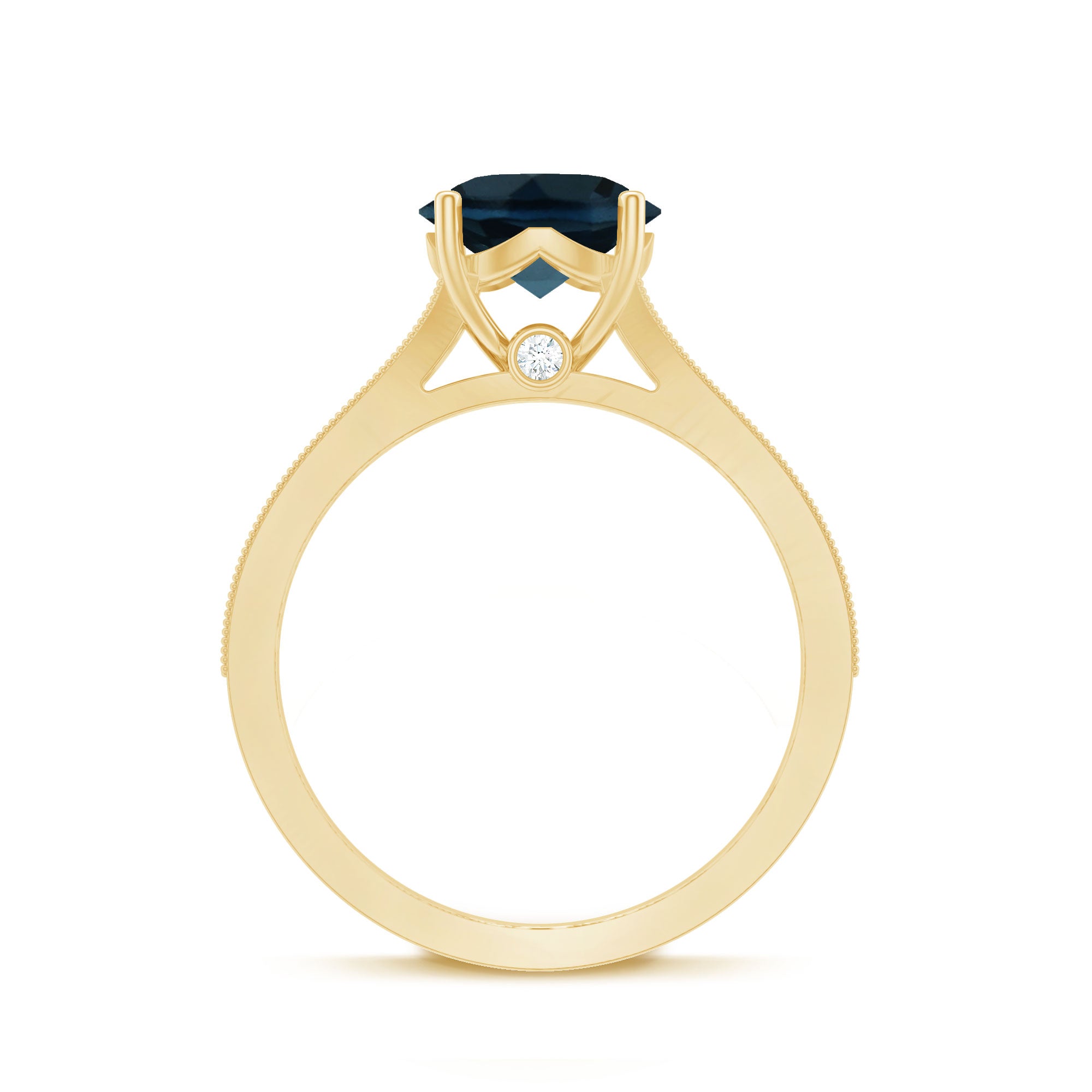 Natural London Blue Topaz and Diamond Engagement Ring AAA - Rosec Jewels