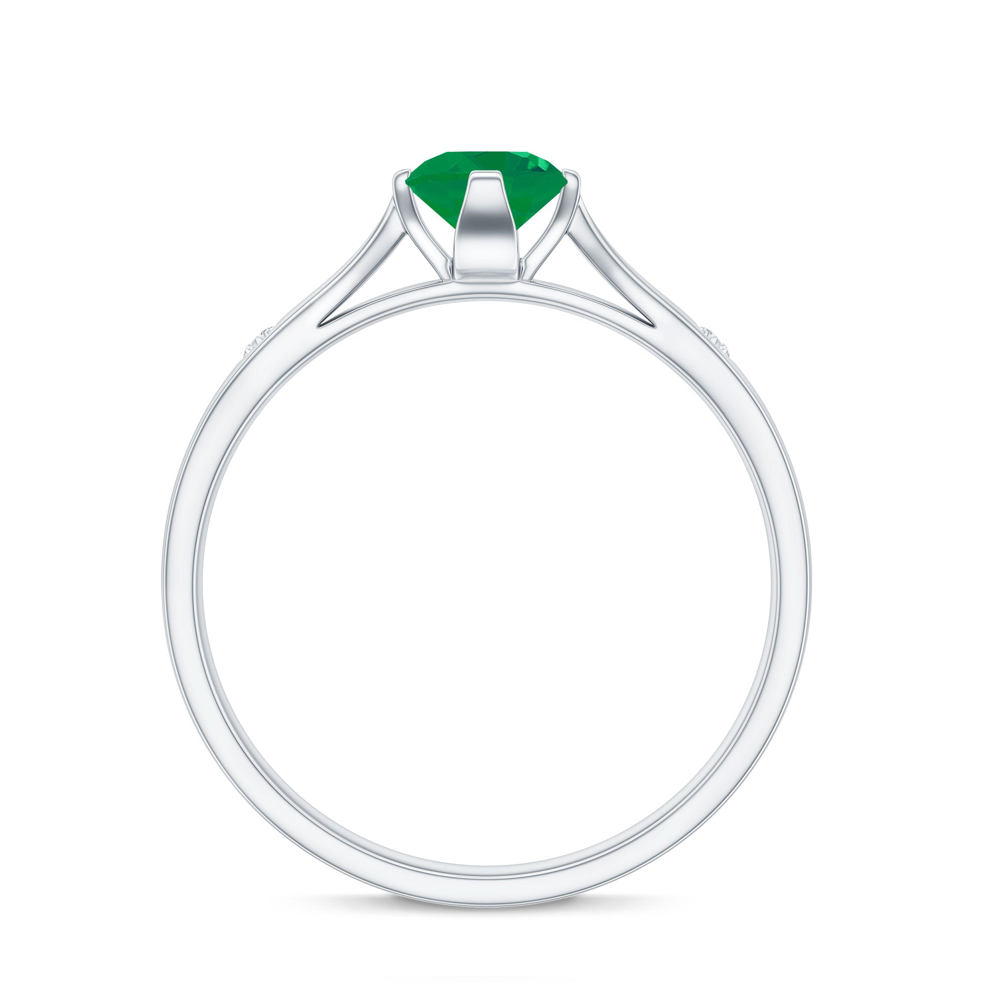 Natural Emerald Diamond Promise Ring with Pinched Shank AAA - Rosec Jewels