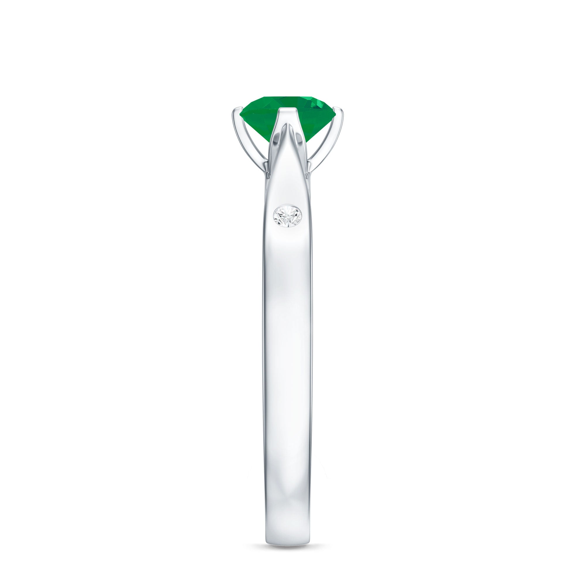 Natural Emerald Diamond Promise Ring with Pinched Shank AAA - Rosec Jewels