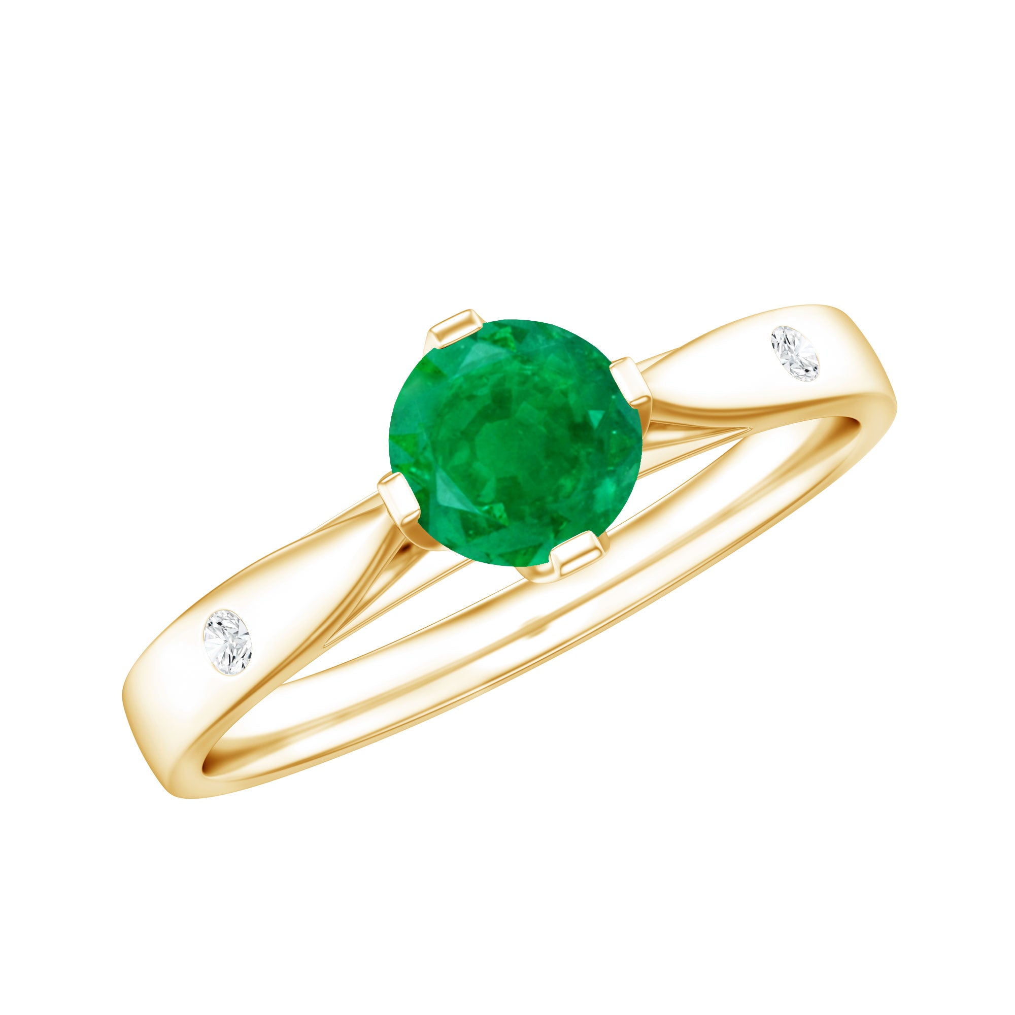 Natural Emerald Diamond Promise Ring with Pinched Shank AAA - Rosec Jewels