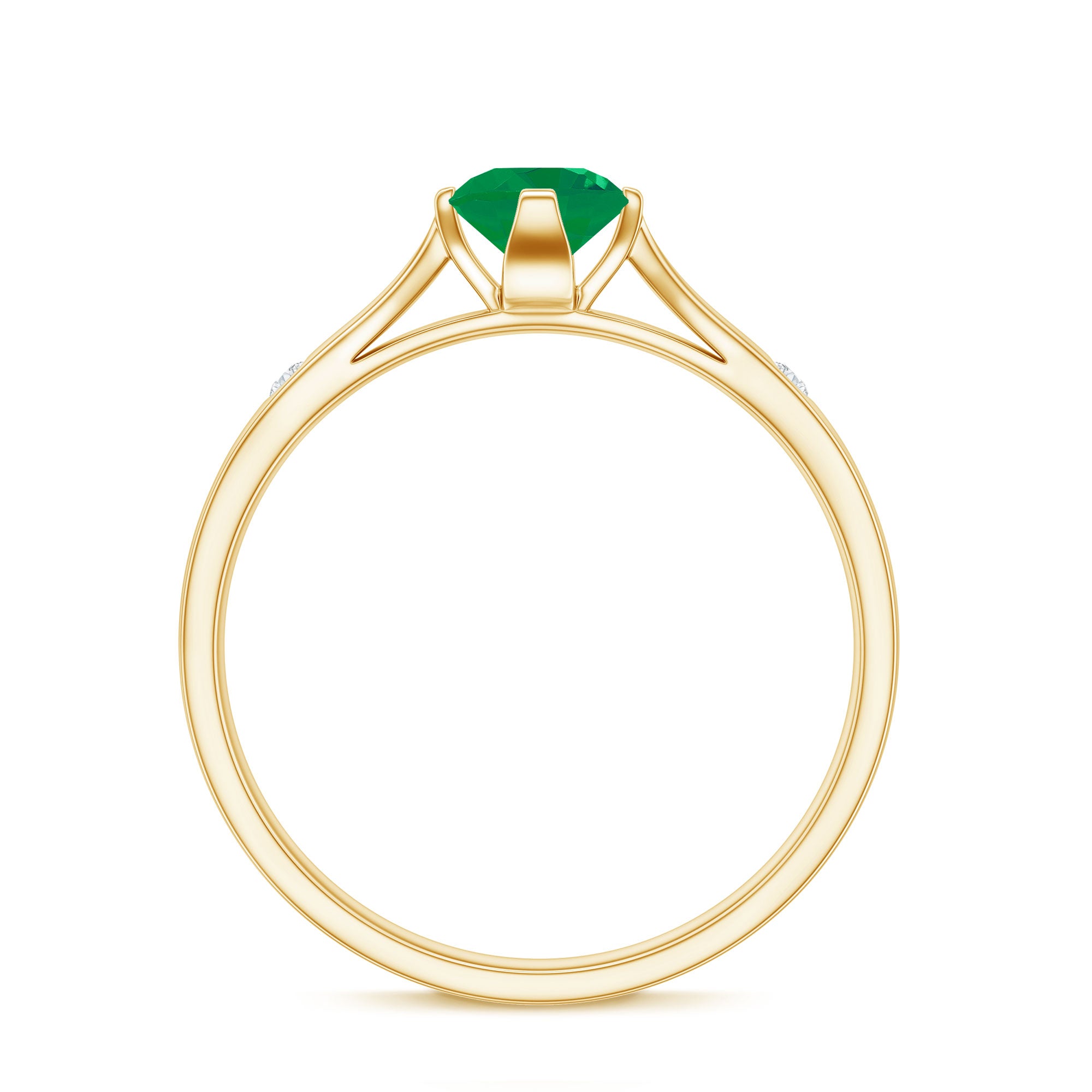 Natural Emerald Diamond Promise Ring with Pinched Shank AAA - Rosec Jewels