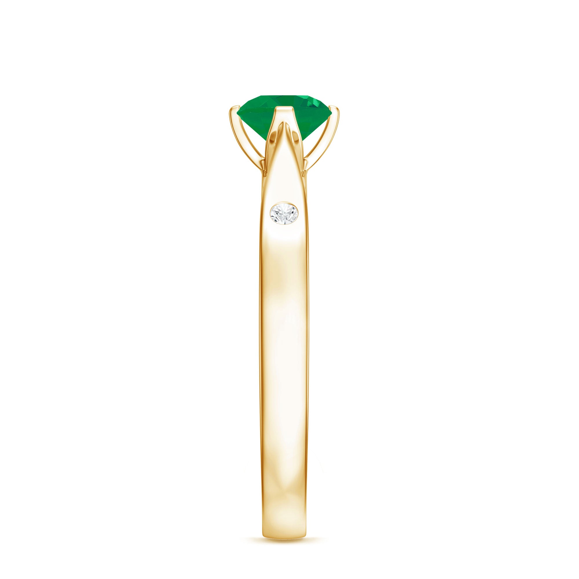 Natural Emerald Diamond Promise Ring with Pinched Shank AAA - Rosec Jewels