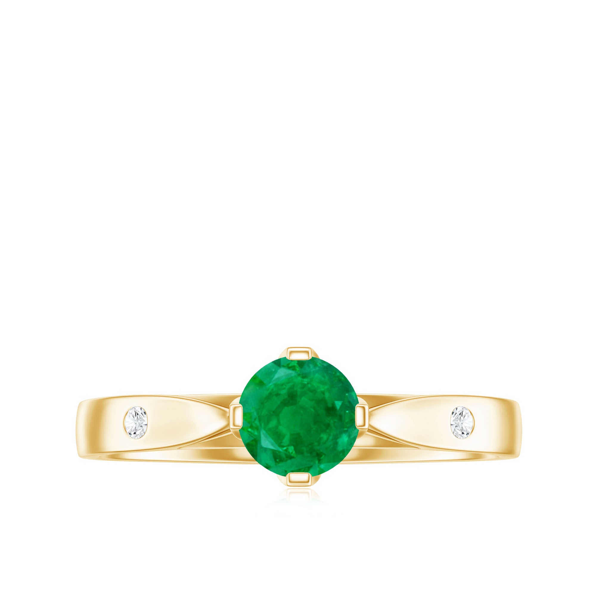 Natural Emerald Diamond Promise Ring with Pinched Shank AAA - Rosec Jewels