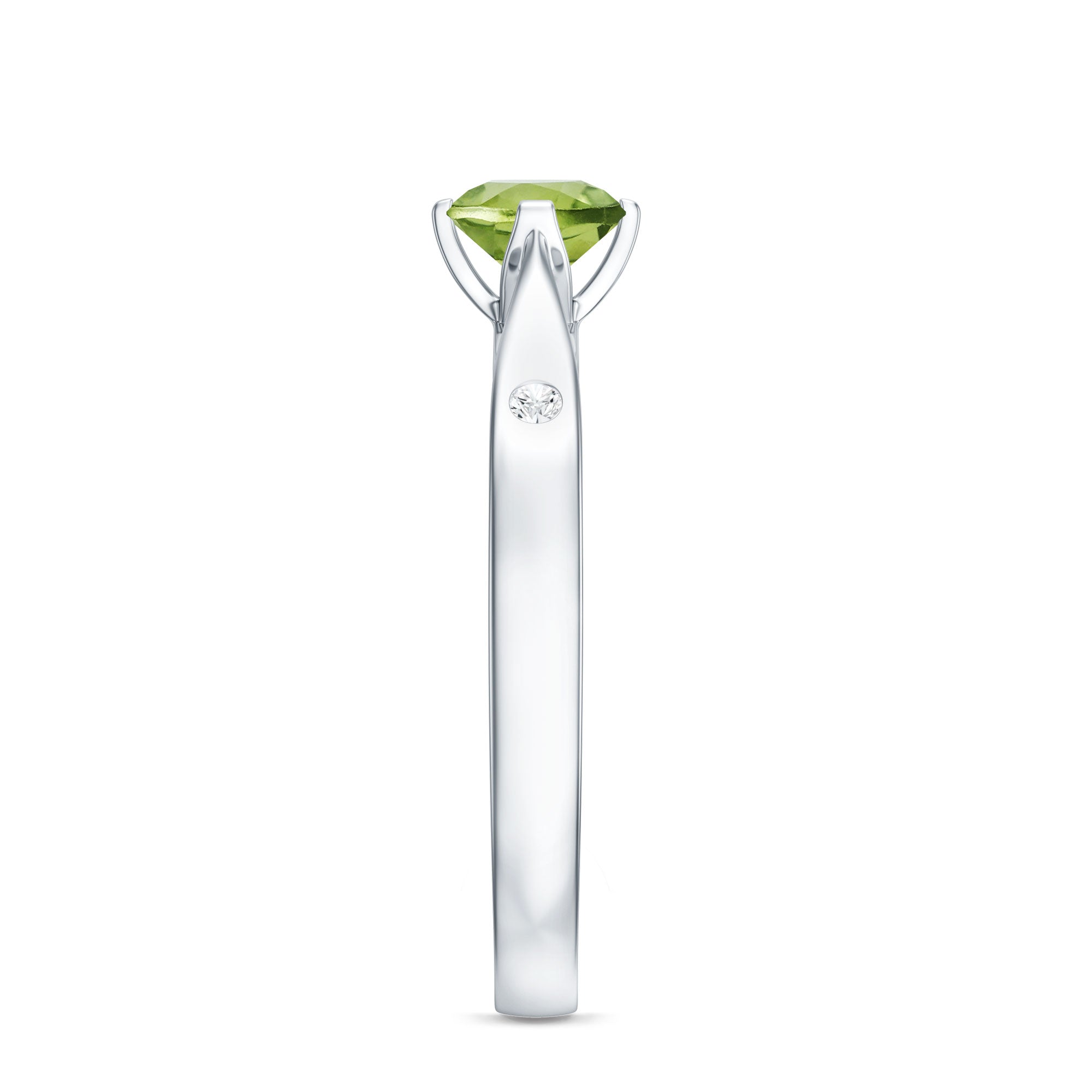 Natural 0.5 Carat Peridot Promise Ring with Diamond AAA - Rosec Jewels