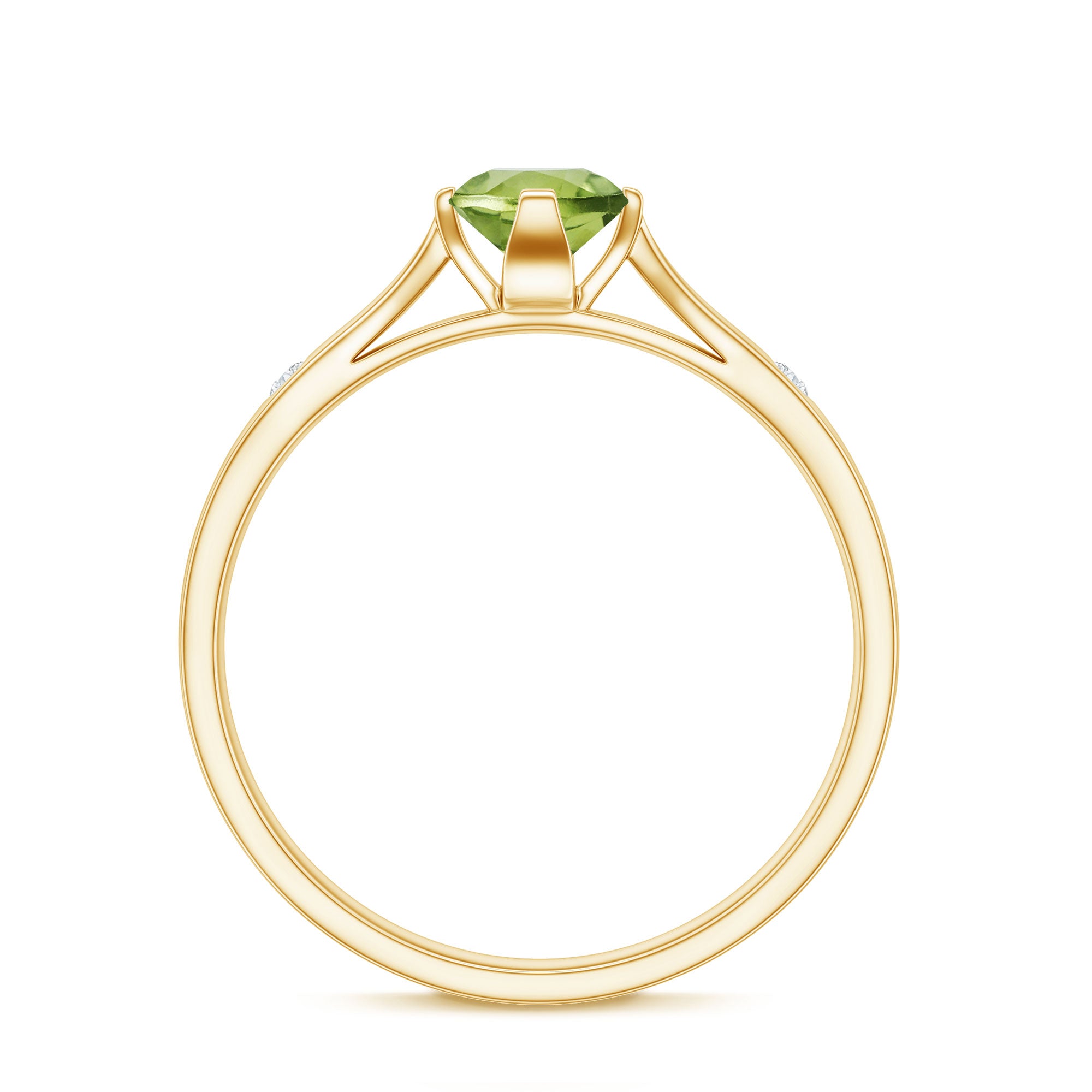 Natural 0.5 Carat Peridot Promise Ring with Diamond AAA - Rosec Jewels