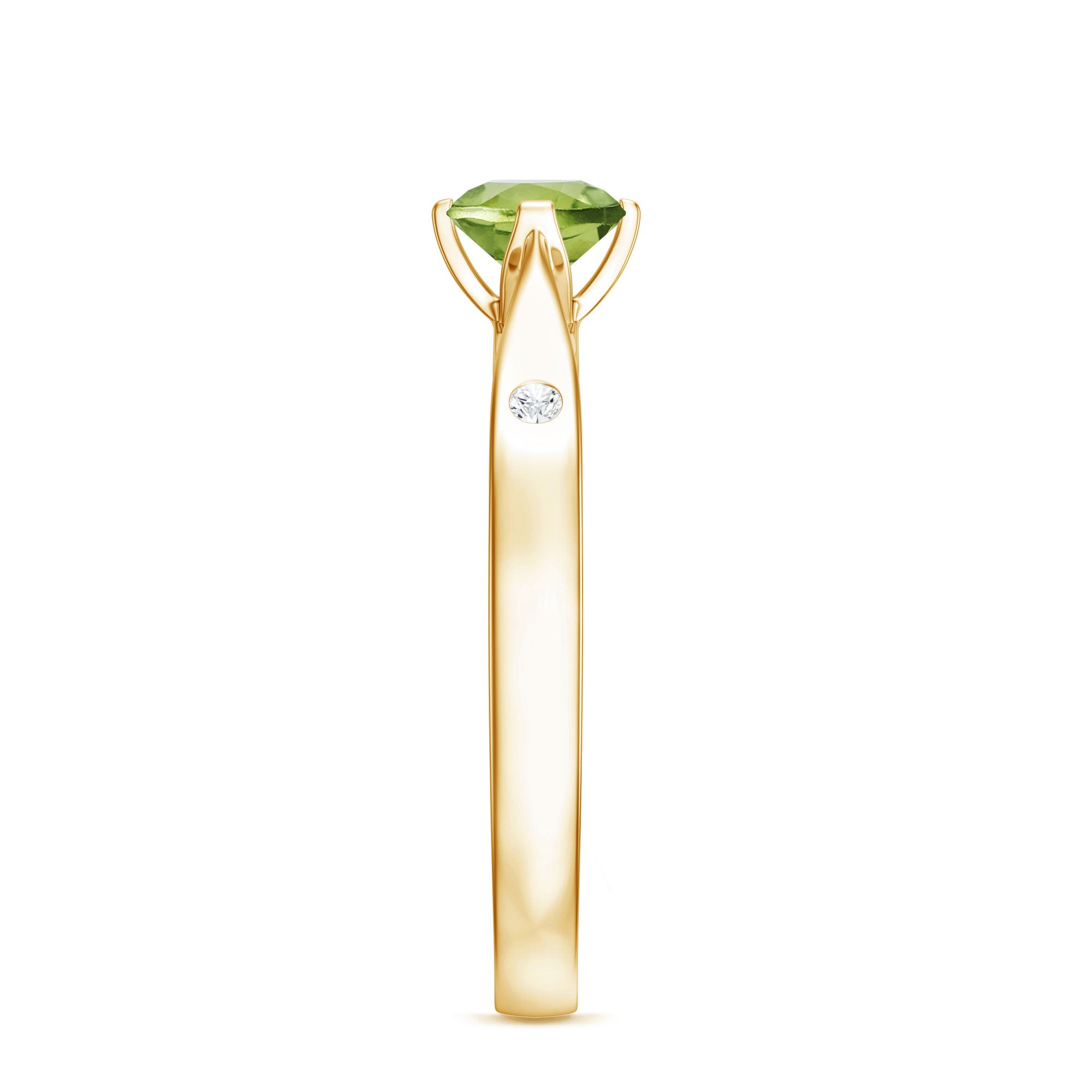 Natural 0.5 Carat Peridot Promise Ring with Diamond AAA - Rosec Jewels