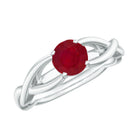 Natural Ruby Solitaire Ring in Crossover Shank AAA - Rosec Jewels