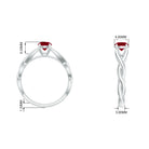 Natural Ruby Solitaire Ring in Crossover Shank AAA - Rosec Jewels