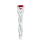 Natural Ruby Solitaire Ring in Crossover Shank AAA - Rosec Jewels