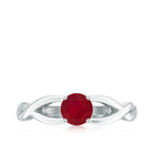 Natural Ruby Solitaire Ring in Crossover Shank AAA - Rosec Jewels