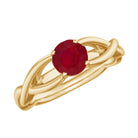 Natural Ruby Solitaire Ring in Crossover Shank AAA - Rosec Jewels