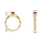 Natural Ruby Solitaire Ring in Crossover Shank AAA - Rosec Jewels