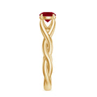 Natural Ruby Solitaire Ring in Crossover Shank AAA - Rosec Jewels