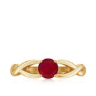 Natural Ruby Solitaire Ring in Crossover Shank AAA - Rosec Jewels