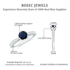 Real Blue Sapphire Solitaire Engagement Ring with Diamond Blue Sapphire - ( AAA ) - Quality - Rosec Jewels