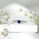 Natural 0.9 Carat Blue Sapphire Engagement Ring with Diamond AAA - Rosec Jewels