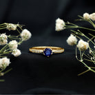 Natural 0.9 Carat Blue Sapphire Engagement Ring with Diamond AAA - Rosec Jewels