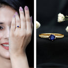 Natural 0.9 Carat Blue Sapphire Engagement Ring with Diamond AAA - Rosec Jewels