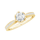 Rosec Jewels-Lotus Basket Set Moissanite Solitaire Engagement Ring for Women