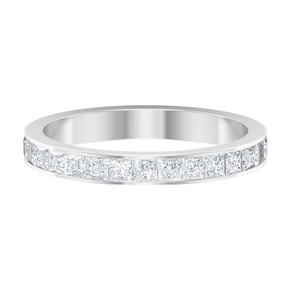 Channel Set Eternity Band with Princess Cut Moissanite Moissanite - ( D-VS1 ) - Color and Clarity - Rosec Jewels