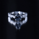 1 Carat Pear Shaped London Blue Topaz Teardrop Engagement Ring with Diamond AAA - Rosec Jewels