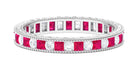 Certified Natural Princess Cut Ruby Eternity Ring with Moissanite AAA - Rosec Jewels