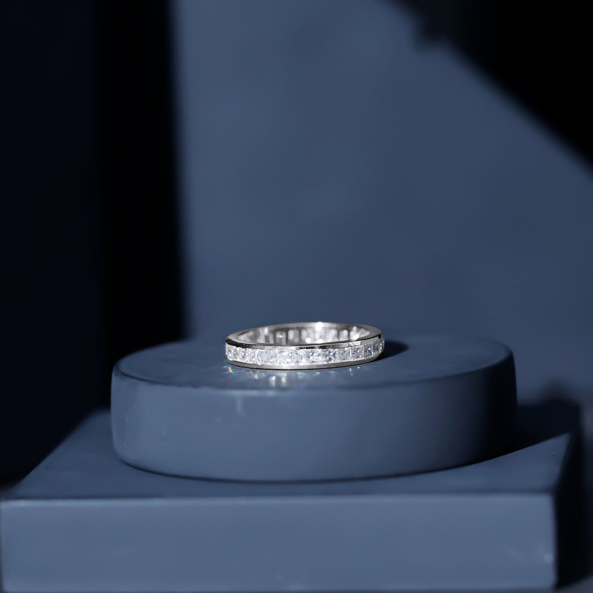 Princess Cut Moissanite Eternity Band Ring in Channel Setting D-VS1 - Rosec Jewels