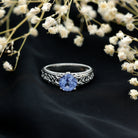 1.5 Carat Lab Created Tanzanite Engagement Ring with Celtic Design AAAA - Rosec Jewels