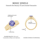 1.5 Carat Lab Created Tanzanite Engagement Ring with Celtic Design AAAA - Rosec Jewels