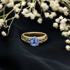 1.5 Carat Lab Created Tanzanite Engagement Ring with Celtic Design AAAA - Rosec Jewels