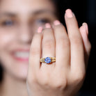 1.5 Carat Lab Created Tanzanite Engagement Ring with Celtic Design AAAA - Rosec Jewels