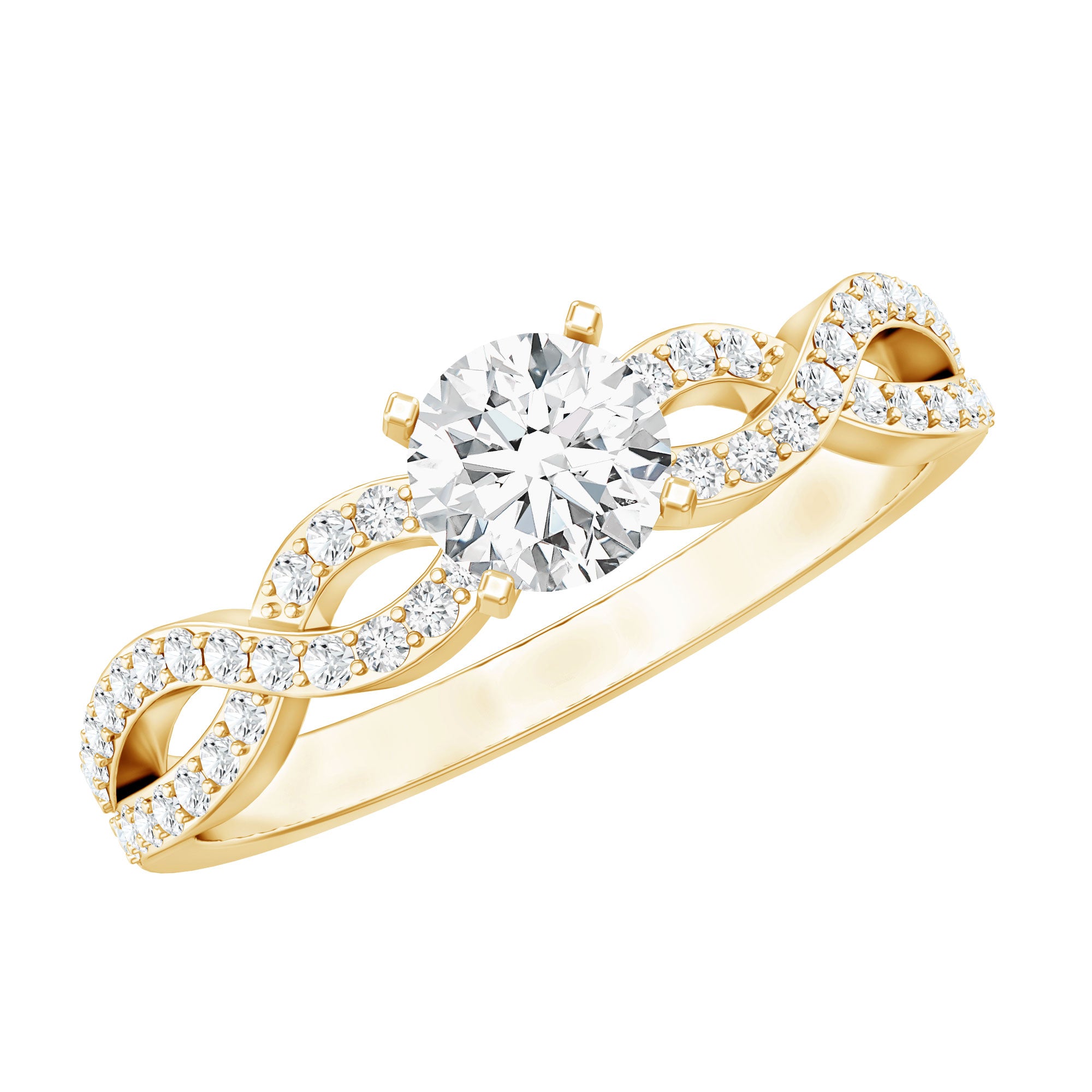 1 CT Round Shape Moissanite Crossover Infinity Ring D-VS1 - Rosec Jewels