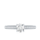 5 MM Moissanite Solitaire Engagement Ring with Milgrain D-VS1 - Rosec Jewels