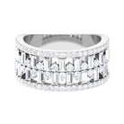 Rosec Jewels-Designer Round and Baguette Cut Zircon Wedding Band