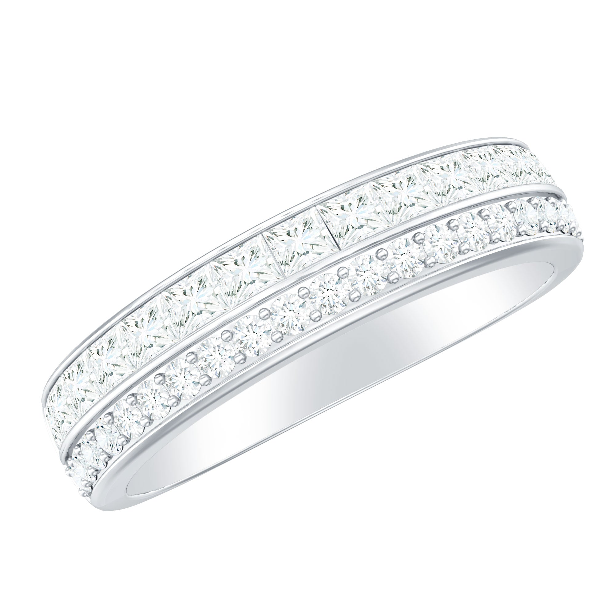 1.75 CT Natural Diamond Semi Eternity Ring in Prong Setting