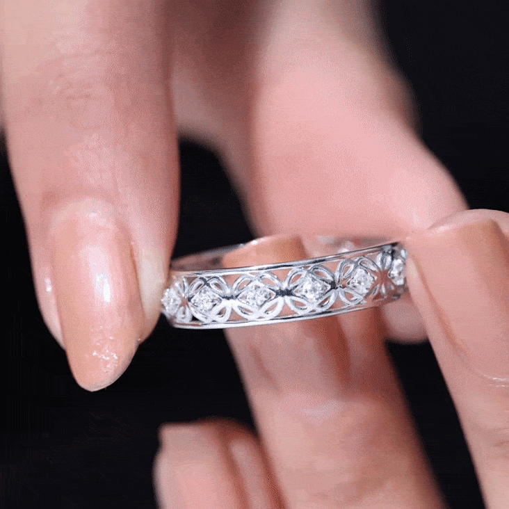 Rosec Jewels-Moissanite Celtic Knot Wedding Band Ring
