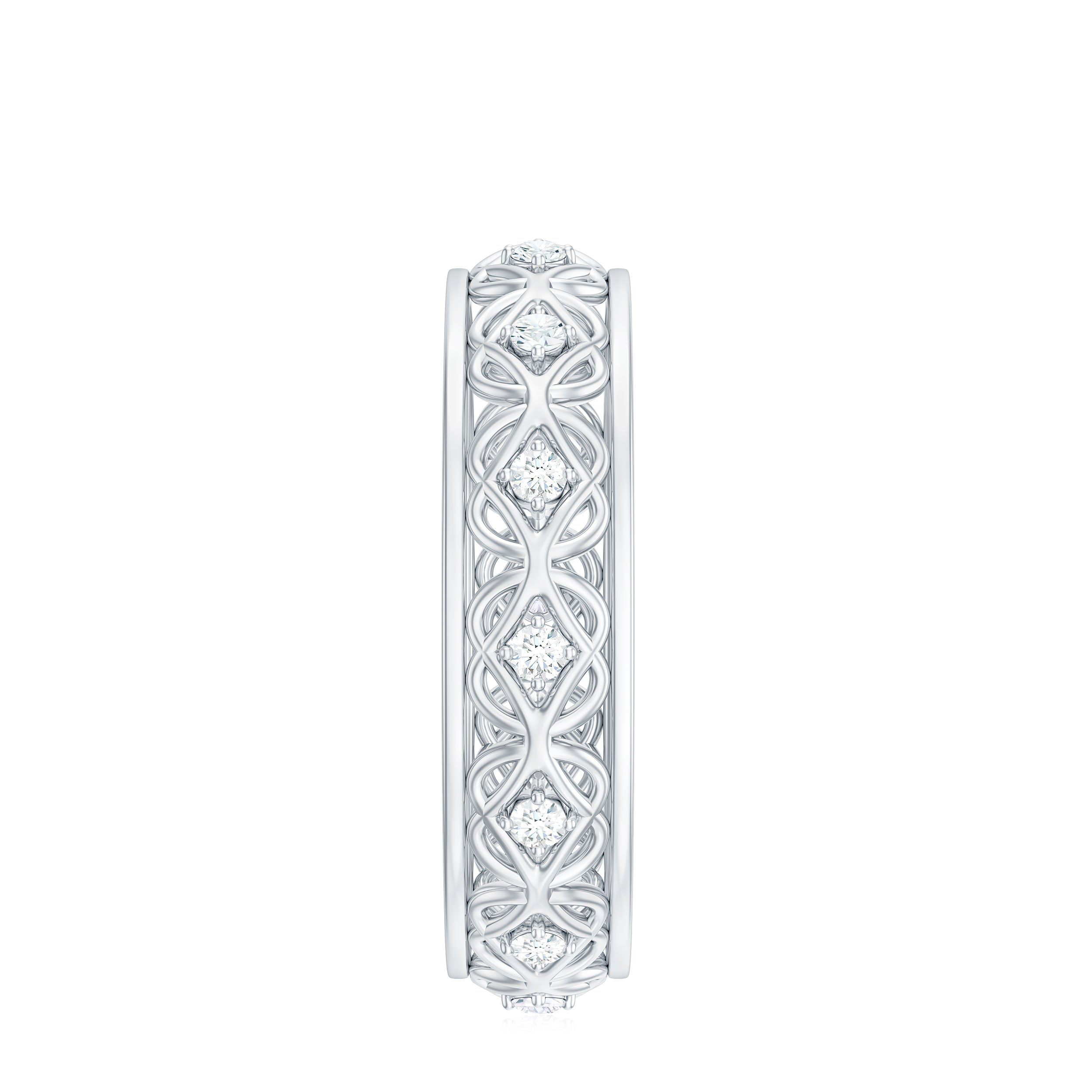 Rosec Jewels-Moissanite Celtic Knot Wedding Band Ring