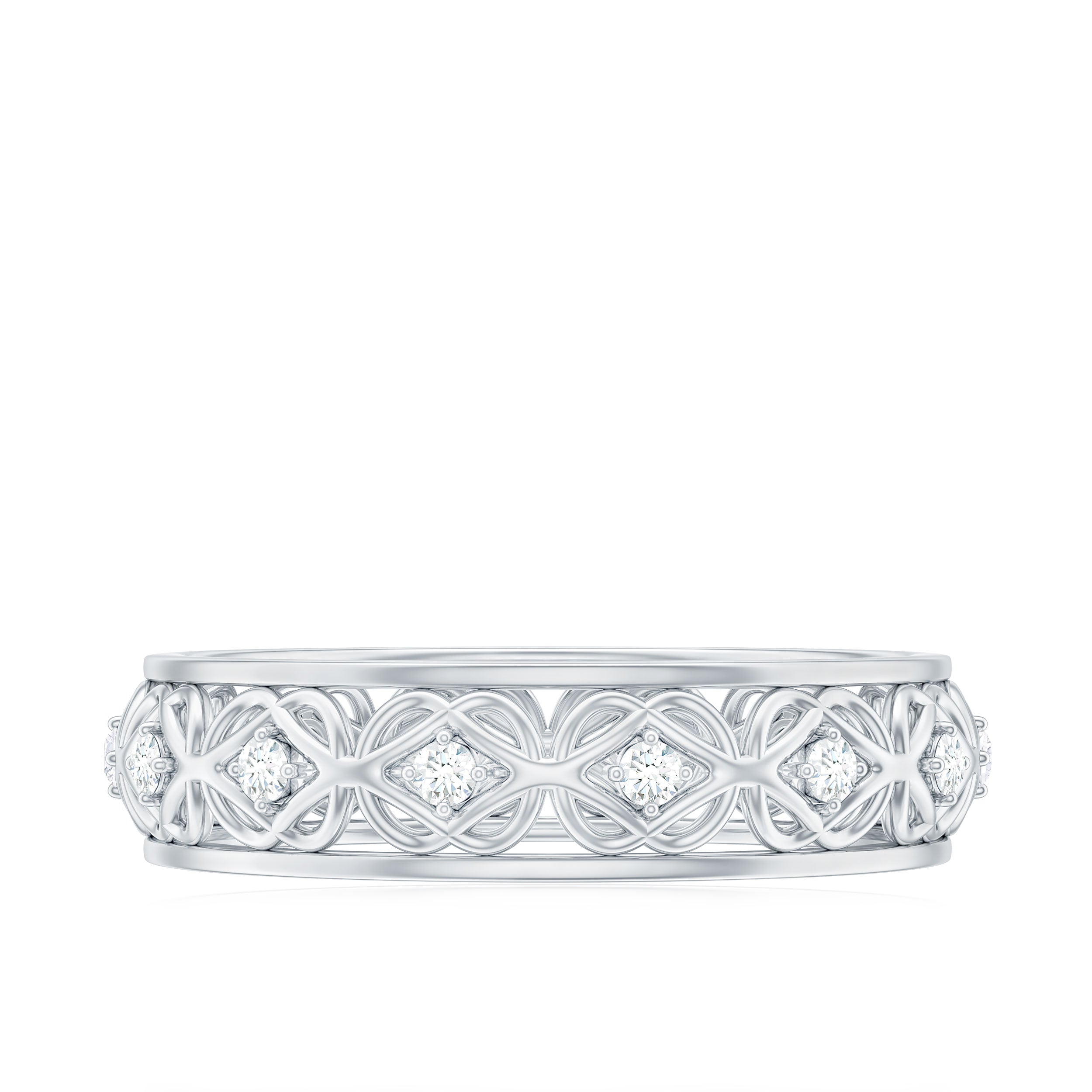 Rosec Jewels-Moissanite Celtic Knot Wedding Band Ring